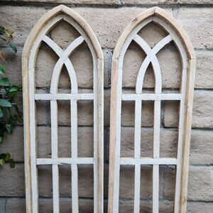 Arch Wood Frame Distress White Shabby Chic Livor Set of 2, 33 H